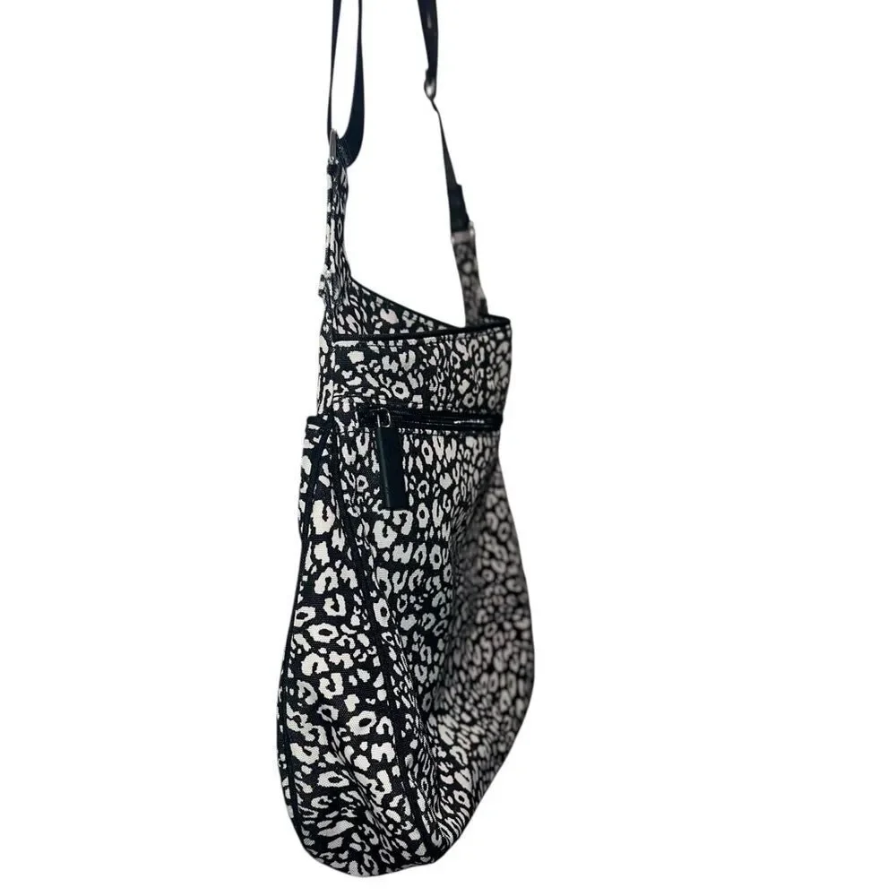 Vera Bradley Black White Leopard Print Quilted Crossbody Bag Adjustable Strap - Picture 9 of 13